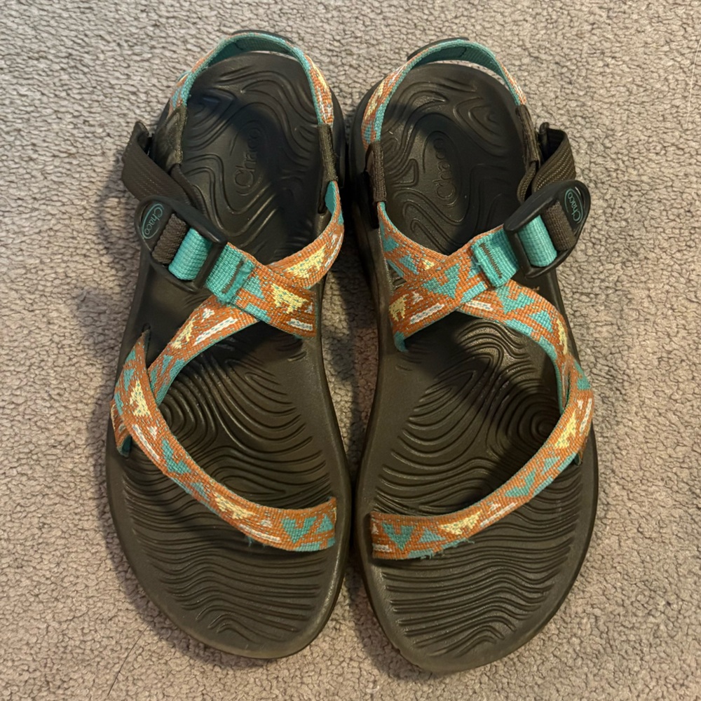 Chaco Grey/Green and Teal Sandals
